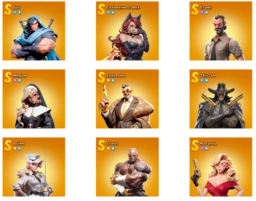 Représentation des héros de dark war survival